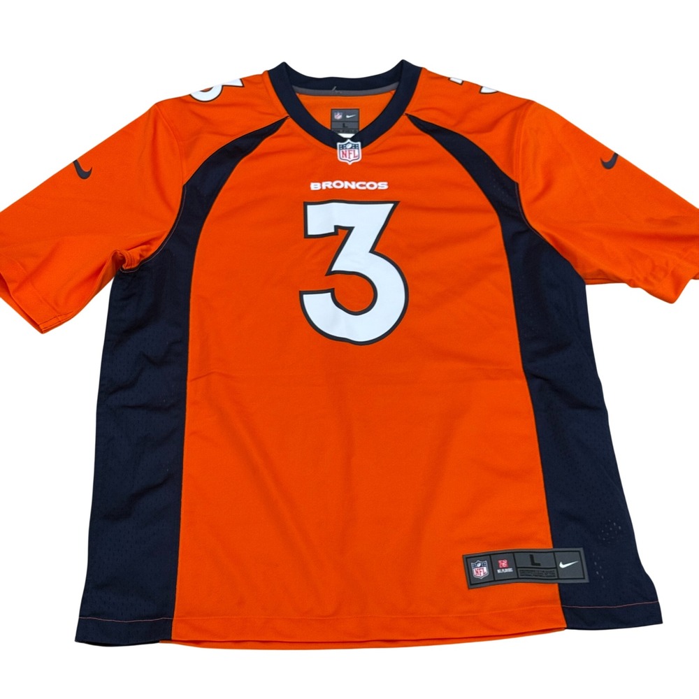 Denver Broncos Russell Wilson‎ 3 Nike NFL On Field Orange Jersey Men's Large